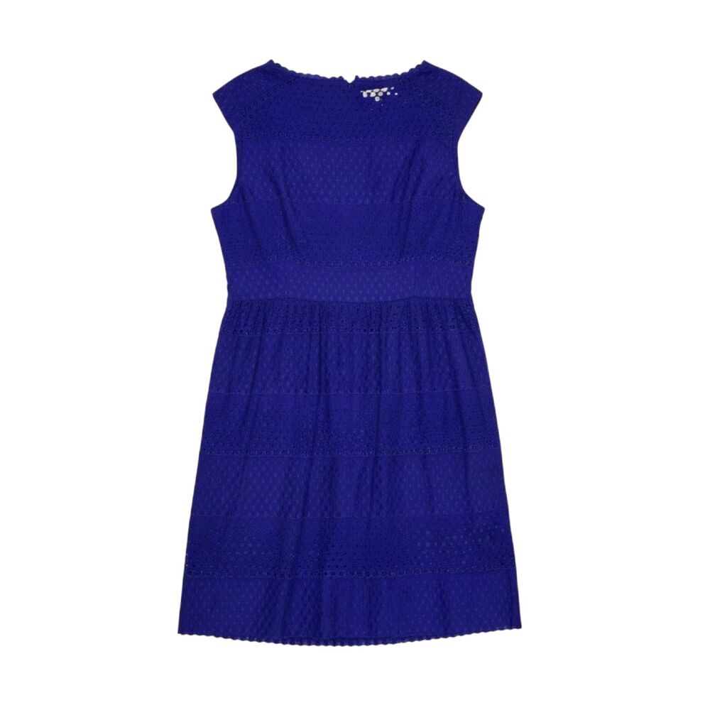 Roz & Ali Eyelet Dress Embroidered Textured Sleeveless Ultra Violet 16
